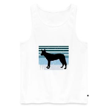 Tamaskan Dog Lover Silhouette Vintage Sunset - Men's Premium Organic Tank Top - white - Front - Michal (187cm)