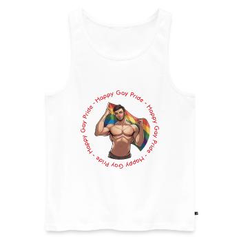 Happy Gay Pride Muskelmann - Männer Premium Bio Tank Top - Weiß - Vorne - Michal (187cm)
