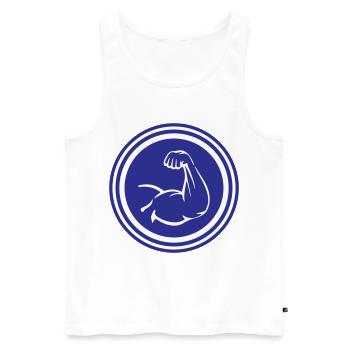 Arm muscles biceps - Men's Premium Organic Tank Top - white - Front - AI Model Male 178 light (178cm)