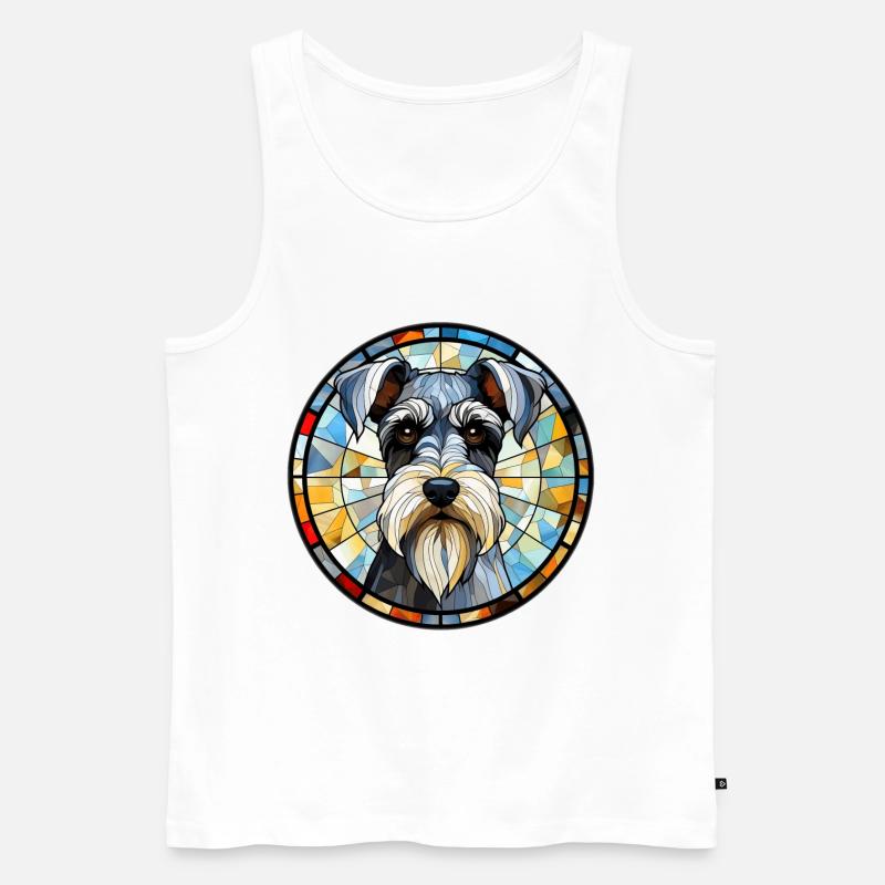 Zwergschnauzer Hunderasse Aquarellglas - Männer Premium Bio Tank Top - Weiß