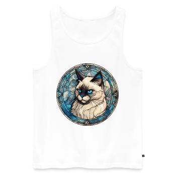 Birman Cat Breed Aquarelle Verre - Débardeur bio Premium Homme - blanc - Devant - Michal (187cm)