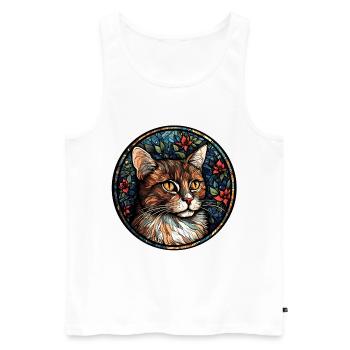 American Wirehair Cat Breed Watercolor Glass - Men's Premium Organic Tank Top - white - Front - Michal (187cm)