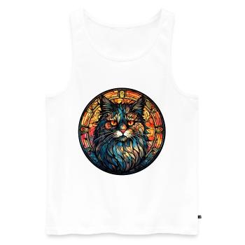 Cymric Cat Breed Aquarelle Verre - Débardeur bio Premium Homme - blanc - Devant - Michal (187cm)
