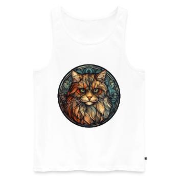 Britisch Langhaar Katzenrasse Aquarellglas - Männer Premium Bio Tank Top - Weiß - Vorne - AI Model Male 178 light (178cm)
