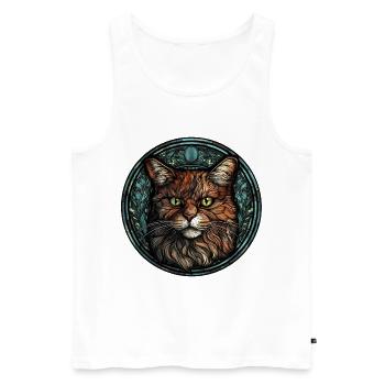 Manx Cat Breed Aquarelle Verre - Débardeur bio Premium Homme - blanc - Devant - Michal (187cm)
