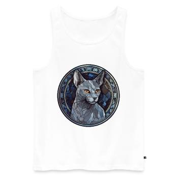 Korat Cat Breed Aquarelle Verre - Débardeur bio Premium Homme - blanc - Devant - Michal (187cm)