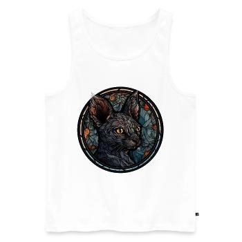 Lykoi Cat Breed Aquarelle Verre - Débardeur bio Premium Homme - blanc - Devant - Michal (187cm)