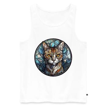 Manx Cat Breed Aquarelle Verre - Débardeur bio Premium Homme - blanc - Devant - Michal (187cm)