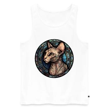Peterbald Cat Breed Aquarelle Verre - Débardeur bio Premium Homme - blanc - Devant - Michal (187cm)