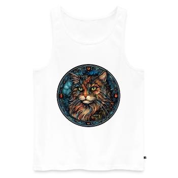 Ragamuffin Cat Breed Aquarelle Verre - Débardeur bio Premium Homme - blanc - Devant - Michal (187cm)