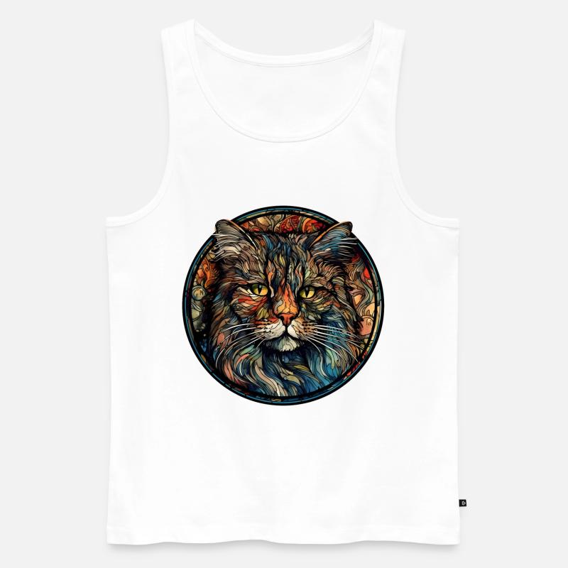 Ragamuffin Katzenrasse Aquarellglas - Männer Premium Bio Tank Top - Weiß
