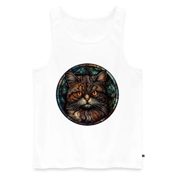 Selkirk Rex Katzenrasse Aquarellglas - Männer Premium Bio Tank Top - Weiß - Vorne - AI Model Male 178 light (178cm)
