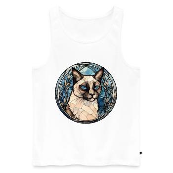 Schneeschuh-Katzenrasse Aquarell-Glasmalerei - Männer Premium Bio Tank Top - Weiß - Vorne - Michal (187cm)