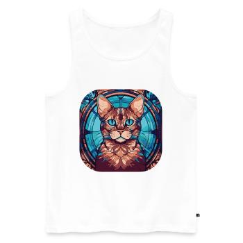 Peinture à l’aquarelle colorée de race de chat du Bengale - Débardeur bio Premium Homme - blanc - Devant - Michal (187cm)