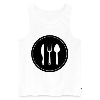 Gabel Besteck - Männer Premium Bio Tank Top - Weiß - Vorne - AI Model Male 178 light (178cm)