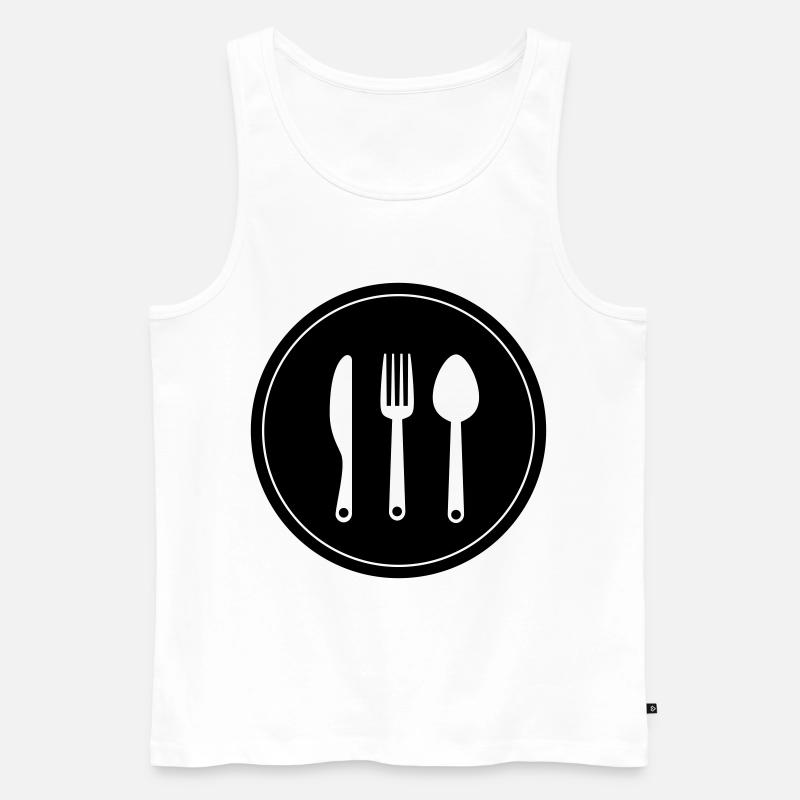 Gabel Besteck - Männer Premium Bio Tank Top - Weiß