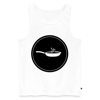 Pfanne Koch - Männer Premium Bio Tank Top - Weiß - Vorne - AI Model Male 178 light (178cm)