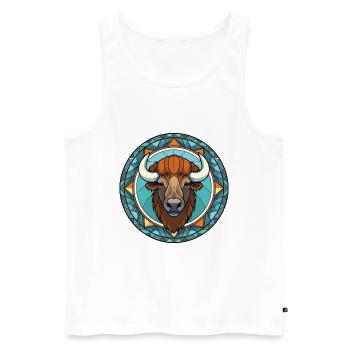 Bison Colorful Watercolor Animal Pet Illustration - Men's Premium Organic Tank Top - white - Front - AI Model Male 178 light (178cm)