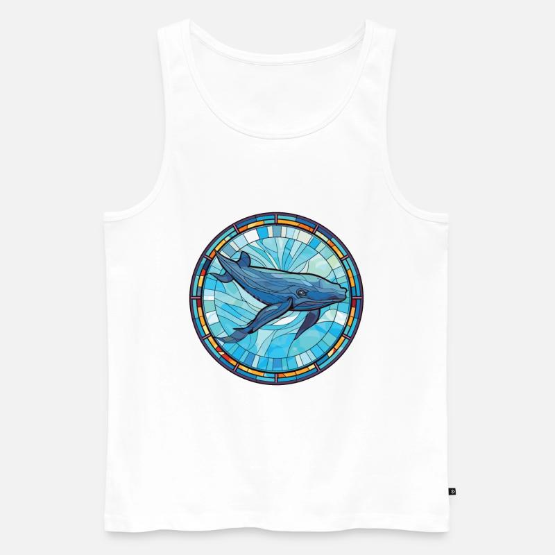 Blauwal Bunte Aquarell-Tierillustration - Männer Premium Bio Tank Top - Weiß