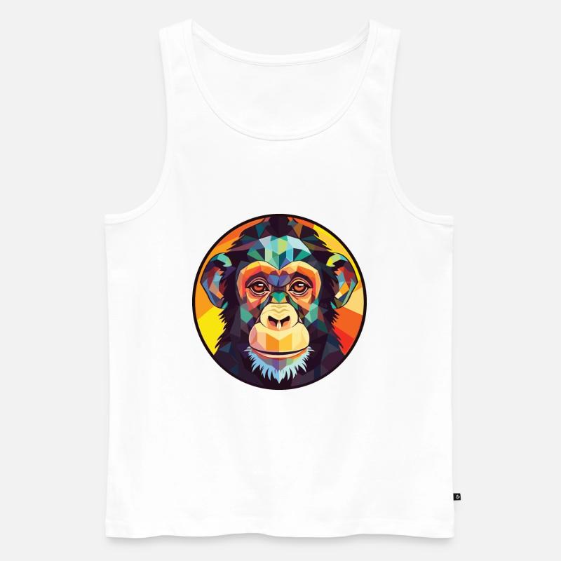 Schimpanse Bunte Aquarell-Tierillustration - Männer Premium Bio Tank Top - Weiß