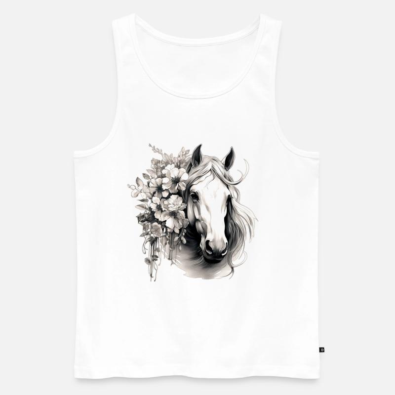Pferd mit Blumen - Männer Premium Bio Tank Top - Weiß