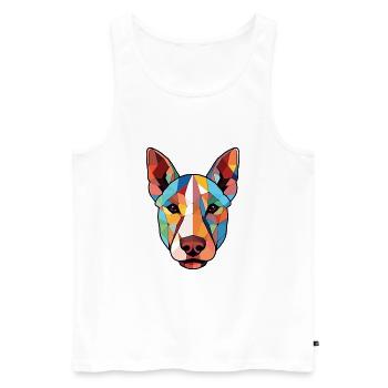 Bullterrier Hund Buntes Aquarell Tier Haustier - Männer Premium Bio Tank Top - Weiß - Vorne - Michal (187cm)