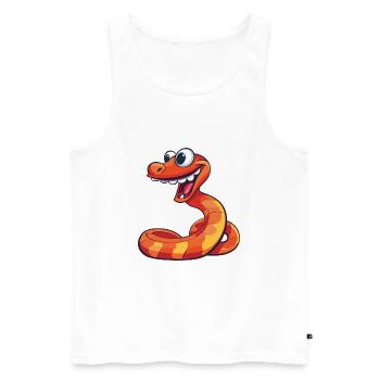 Cobra Cartoon Kawaii Aquarelle Illustration - Débardeur bio Premium Homme - blanc - Devant - Michal (187cm)