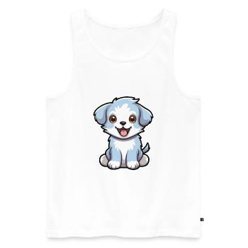 bébé chien Dessin animé Kawaii Aquarelle Illustration - Débardeur bio Premium Homme - blanc - Devant - AI Model Male 178 light (178cm)