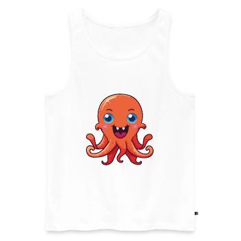 Octopus Cartoon Kawaii Aquarelle Illustration - Débardeur bio Premium Homme - blanc - Devant - Michal (187cm)