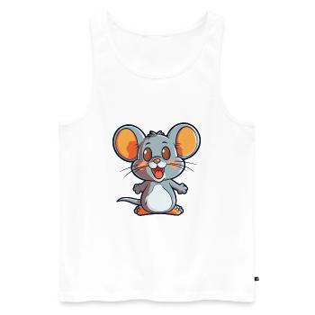 Mouse Cartoon Kawaii Watercolor Illustration - Men's Premium Organic Tank Top - white - Front - AI Model Male 178 light (178cm)