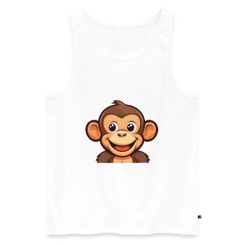Monkey Cartoon Kawaii Watercolor Illustration - Men's Premium Organic Tank Top - white - Front - AI Model Male 178 light (178cm)