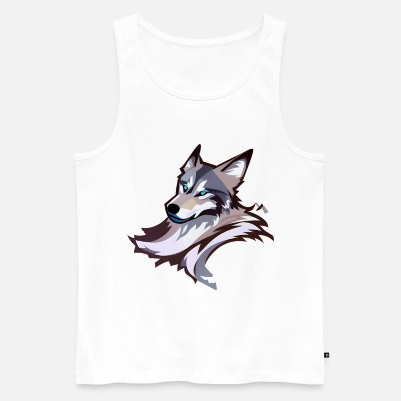 Wolf - Männer Premium Bio Tank Top - Weiß