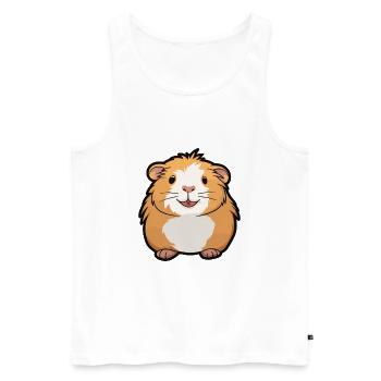 Cochon d’Inde Cartoon Kawaii Aquarelle Illustration - Débardeur bio Premium Homme - blanc - Devant - Michal (187cm)