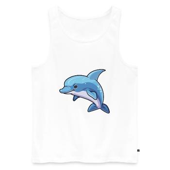 Marsouin Dessin Animé Kawaii Aquarelle Illustration - Débardeur bio Premium Homme - blanc - Devant - Michal (187cm)