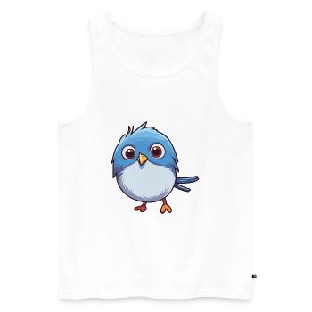 Fairywren Cartoon Kawaii Aquarelle Illustration - Débardeur bio Premium Homme - blanc - Devant - Michal (187cm)