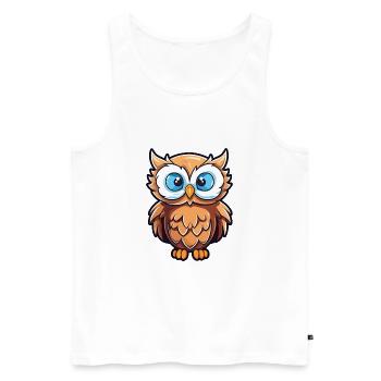 Hibou Dessin Animé Kawaii Aquarelle Illustration - Débardeur bio Premium Homme - blanc - Devant - Michal (187cm)