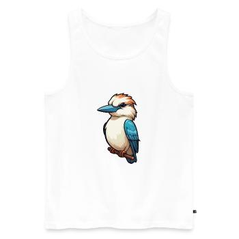 Kookaburra Cartoon Kawaii Aquarelle Illustration - Débardeur bio Premium Homme - blanc - Devant - Michal (187cm)