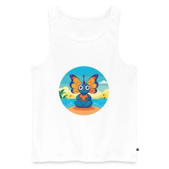 Schmetterlingskarikatur Yoga Strand Sommer Illustration - Männer Premium Bio Tank Top - Weiß - Vorne - Michal (187cm)