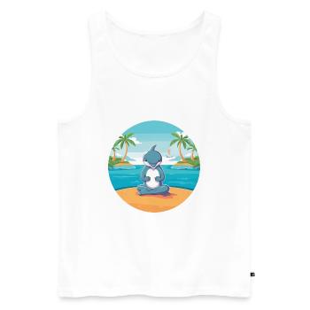 Dolphin Cartoon Yoga Beach Summer Illustration - Men's Premium Organic Tank Top - white - Front - Michal (187cm)