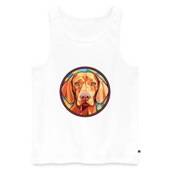 Vizsla chien à poil dur race aquarelle colorée - Débardeur bio Premium Homme - blanc - Devant - Michal (187cm)