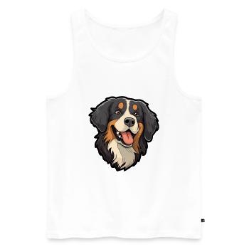 Bernese Mountain Dog Breed Cartoon Kawaii Illustra - Men's Premium Organic Tank Top - white - Front - Michal (187cm)