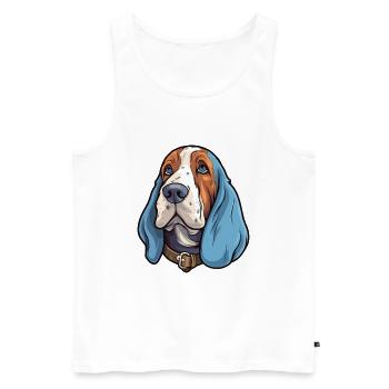 Blue Gascony Basset Dog Breed Cartoon Kawaii Illus - Men's Premium Organic Tank Top - white - Front - Michal (187cm)