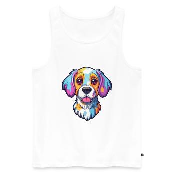 Aidi race de chien dessin animé kawaii illustration - Débardeur bio Premium Homme - blanc - Devant - Michal (187cm)