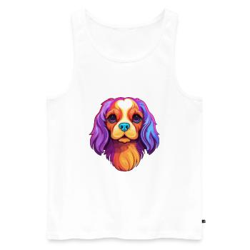 Épagneul jouet anglais race de chien dessin animé Kawaii Illus - Débardeur bio Premium Homme - blanc - Devant - Michal (187cm)