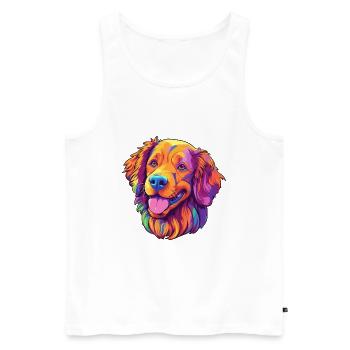 Hovawart chien race dessin animé Kawaii Illustration - Débardeur bio Premium Homme - blanc - Devant - Michal (187cm)