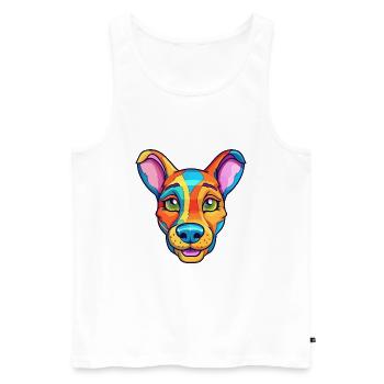 Kangaroo Dog Breed Cartoon Kawaii Illustration - Men's Premium Organic Tank Top - white - Front - AI Model Male 178 light (178cm)
