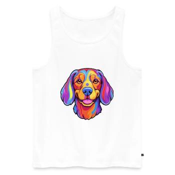 Karakachan chien race dessin animé Kawaii Illustration - Débardeur bio Premium Homme - blanc - Devant - AI Model Male 178 light (178cm)