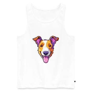 Miniature Fox Terrier chien race dessin animé Kawaii malade - Débardeur bio Premium Homme - blanc - Devant - Michal (187cm)