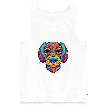 Middle Asian Ovtcharka Dog Breed Cartoon Kawaii Il - Men's Premium Organic Tank Top - white - Front - Michal (187cm)