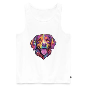 Nouvelle-Zélande chien race dessin animé Kawaii Illustration - Débardeur bio Premium Homme - blanc - Devant - Michal (187cm)